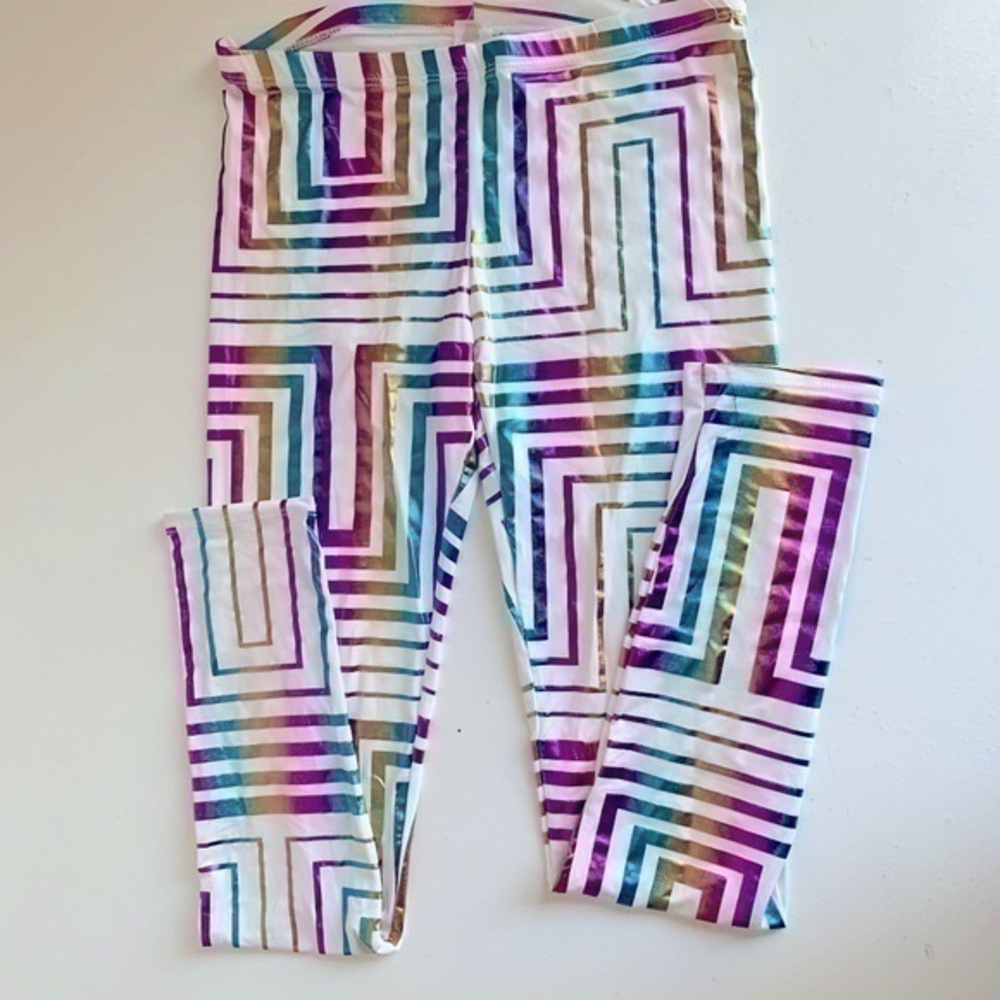 Chromatic metallic foil leggings Large NWOT